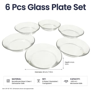 Clear 6  Glass Dinner Plate and Bowl Set 8 Inch Deep 3