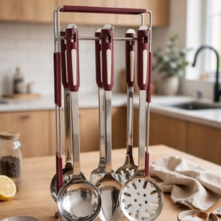 7-Piece Stainless Steel Kitchen Utensil Set with Rack 2